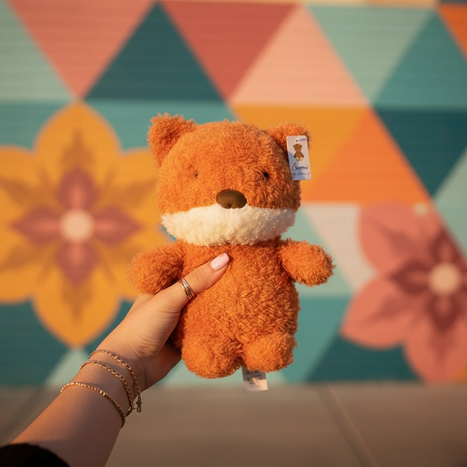 Fluffy Orange Fox Plush Toy With White Chest