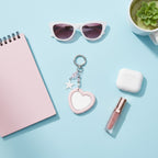 Pink Heart Acrylic Keyring With Star Charm