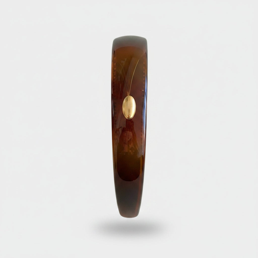 Tortoiseshell Brown Oval Gold Inlay Headband