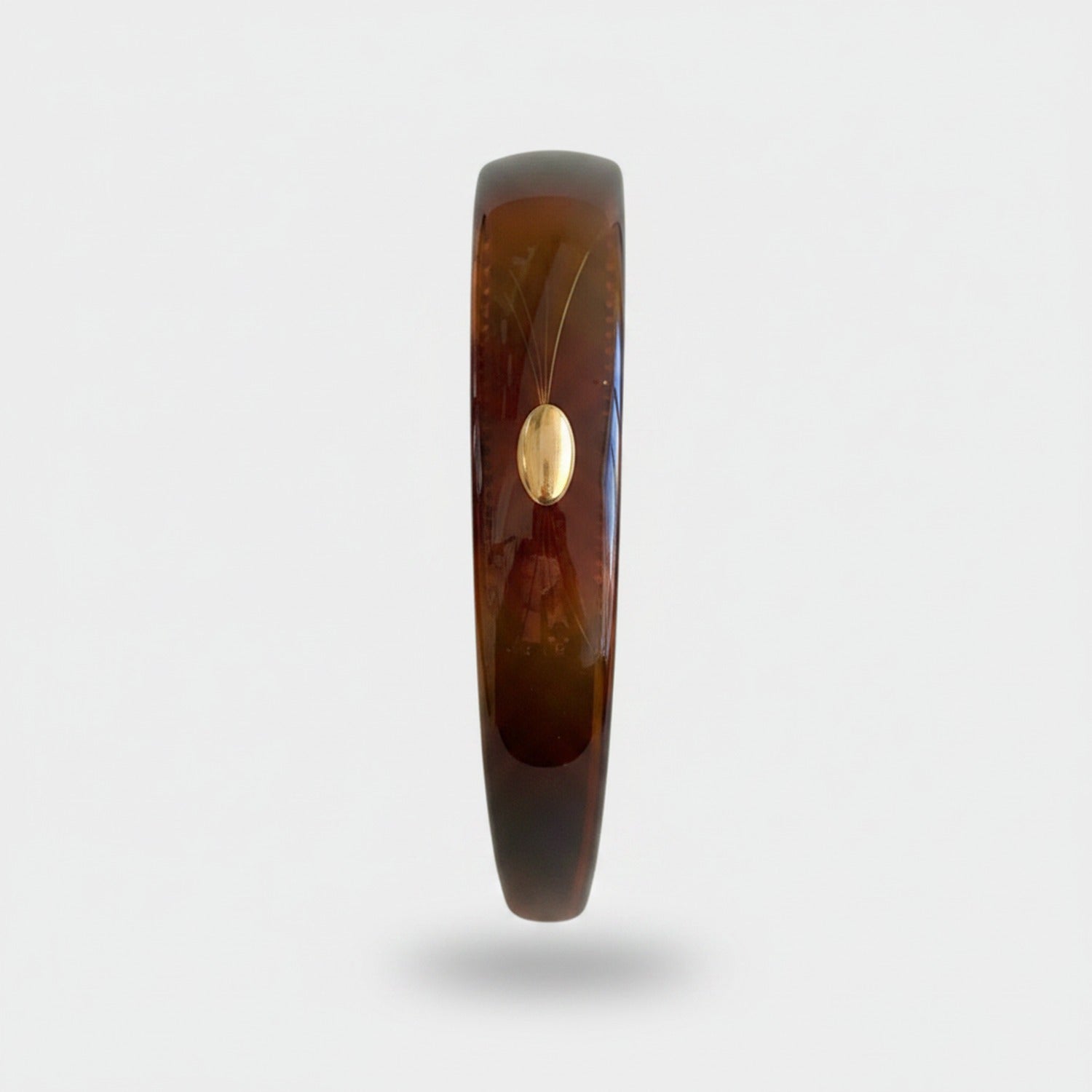 Tortoiseshell Brown Oval Gold Inlay Headband
