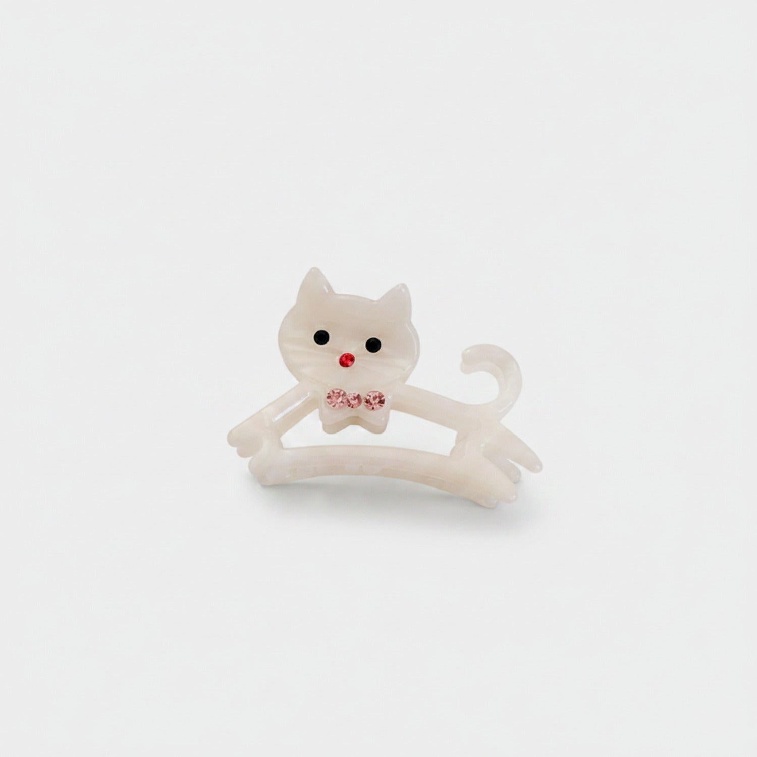 Pink Cat Hair Claw With Rhinestone Bow