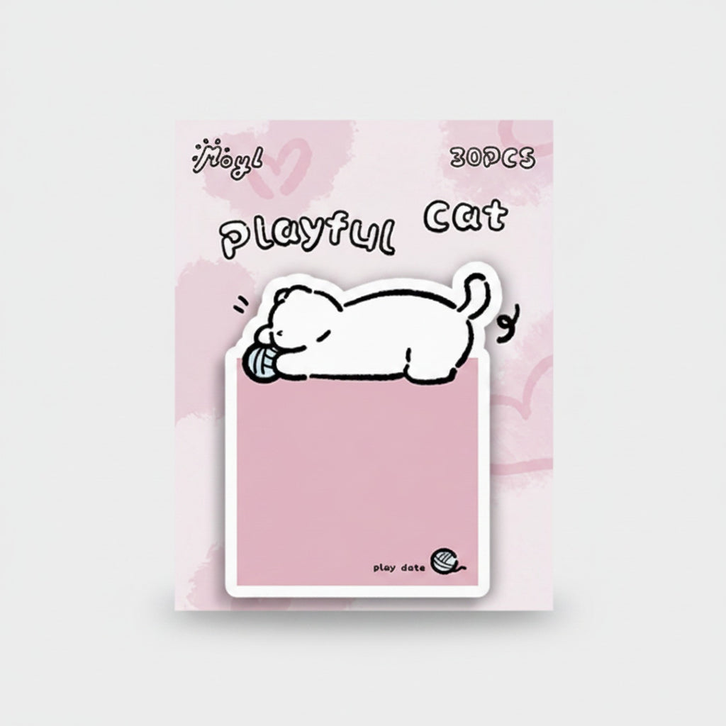 Playful Cat Pink Sticky Note Pad