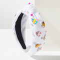 White Padded Headband With Colorful Charm Embellishments