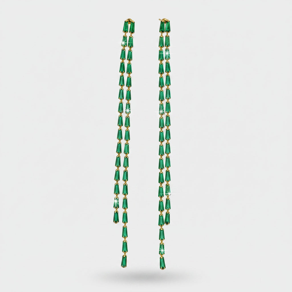 Baguette Tassel Drop Earrings - Default 2