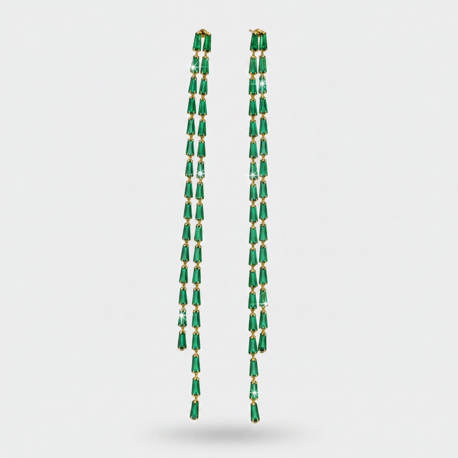 Colorful Baguette Tassel Drop Earrings