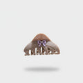 Taupe Hair Claw Clip With Purple Bow