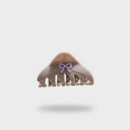 Taupe Hair Claw Clip With Purple Bow