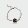 Black Rose Pearl Beaded Chain Bracelet