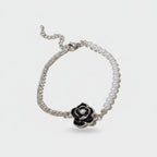 Black Rose Pearl Beaded Chain Bracelet