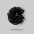 Black Mesh Hair Claw With Rhinestone Charm