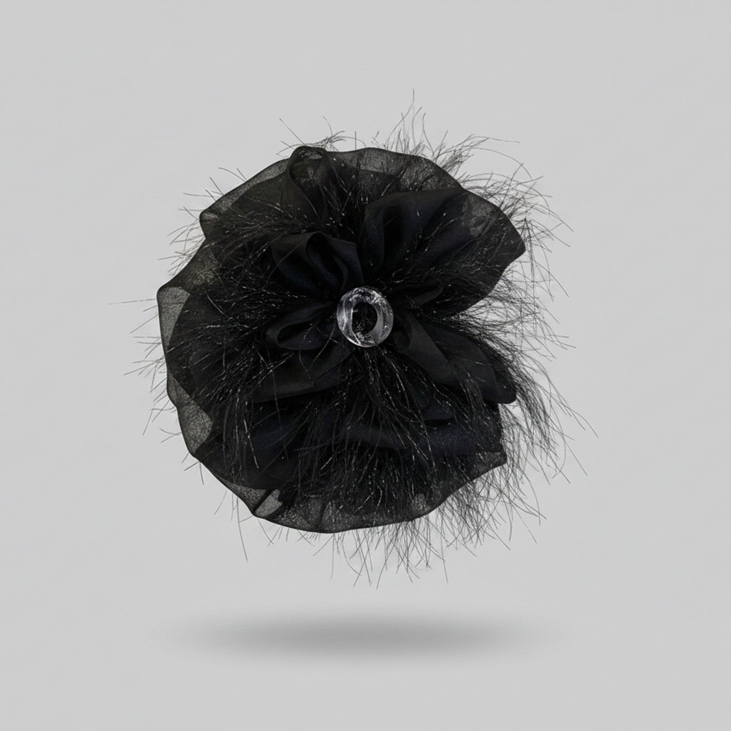 Black Mesh Hair Claw With Rhinestone Charm