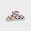 Plaid Hair Claw Clip With Pearl Accents