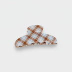 Plaid Hair Claw Clip With Pearl Accents