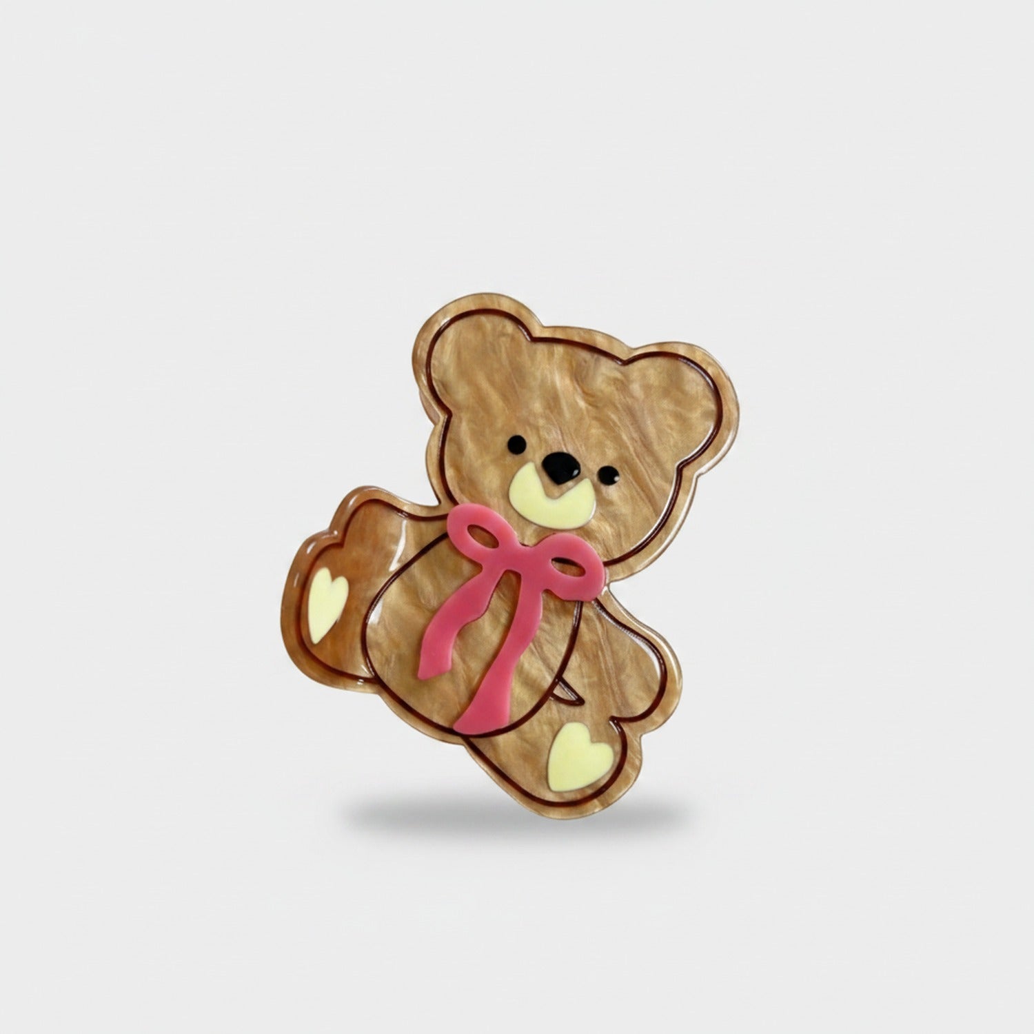Teddy Bear Hair Claw With Pink Bow