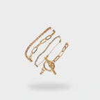 Gold Chain Link Bracelet Set With Toggle Clasp