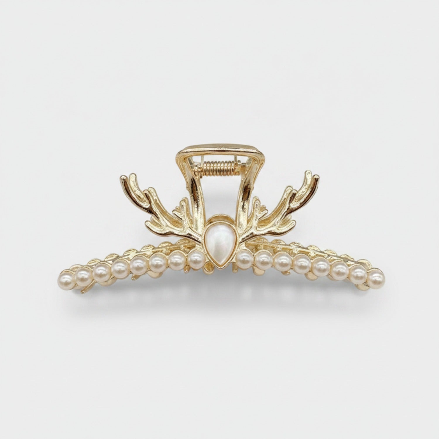 Gold Antler Pearl Rhinestone Hair Claw
