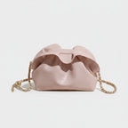 Pink Ruched Bucket Hat With Gold Chain Straps