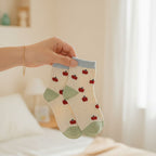 Apple Print Crew Socks With Contrast Heel