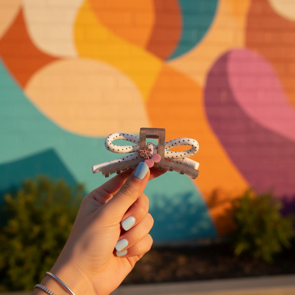 Hair Claw Clip With Flower Charm