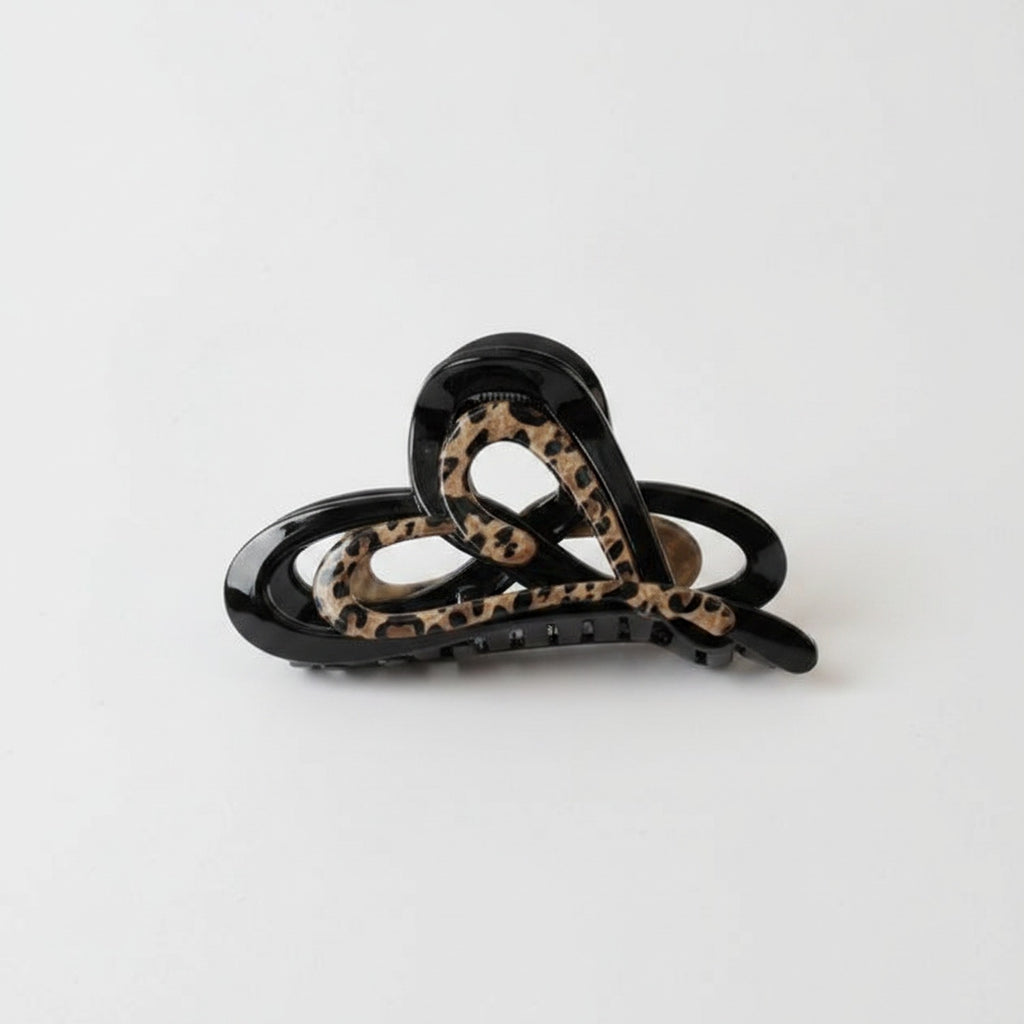 Leopard Print Black Hair Claw Clip