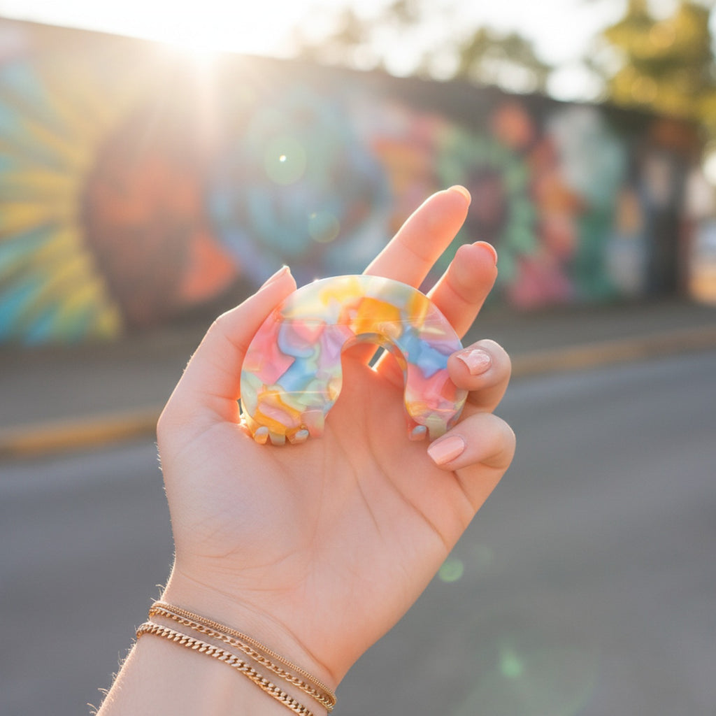 Rainbow Tie-Dye Translucent Hair Claw