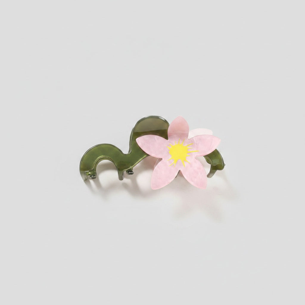 Pink Flower Acrylic Hair Claw Clip
