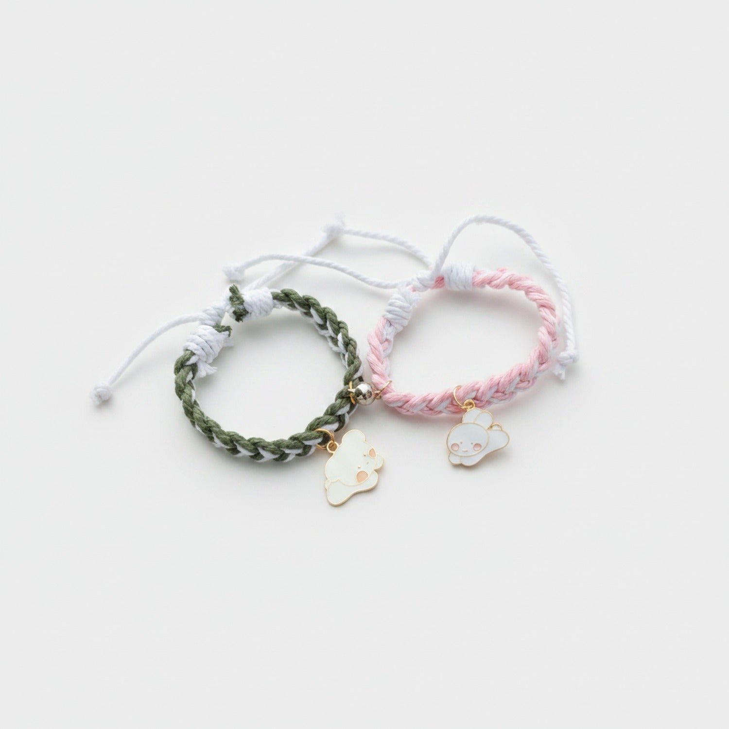 Braided Rope Charm Bracelets With Adjustable Drawstring