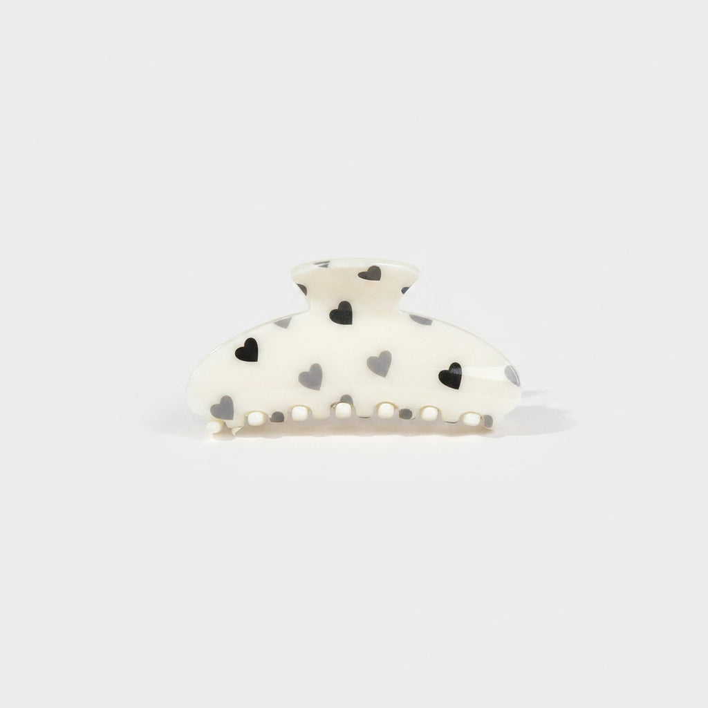 Heart Beaded Cream Pearl Hair Claw Clip