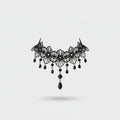 Black Lace Choker Necklace With Beaded Drops