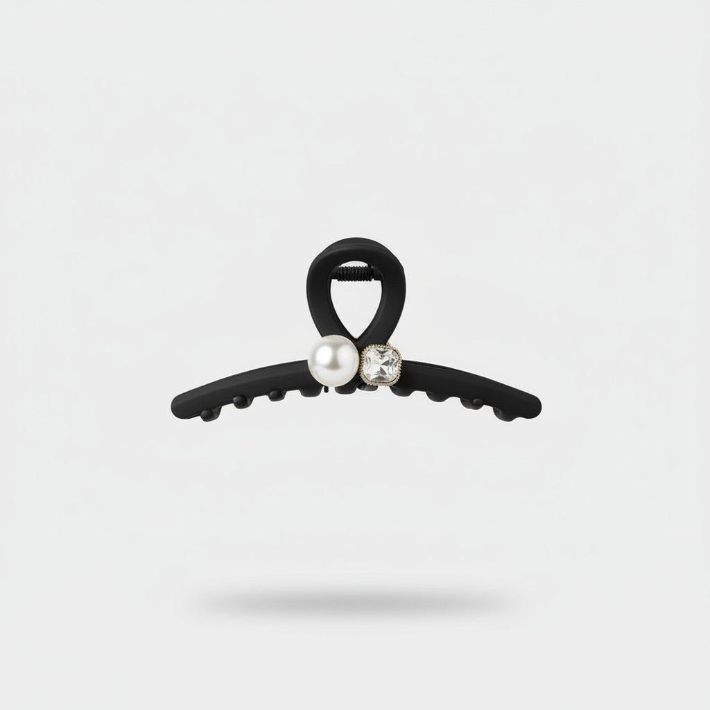 Black Pearl And Rhinestone Hair Claw Clip