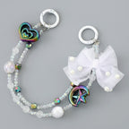 Iridescent Heart & Star Beaded Pearl Keychain