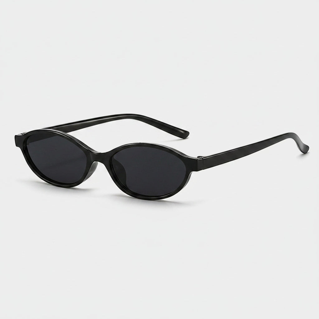 Black Oval Retro Sunglasses