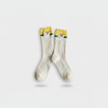 Yellow And White Ribbed Crew Socks With Heart Detail
