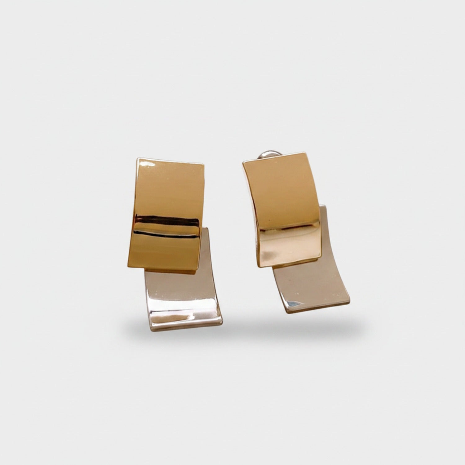 Gold Square Mirror Block Earrings