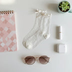 Sheer Black Polka Dot Crew Socks with Ruffle