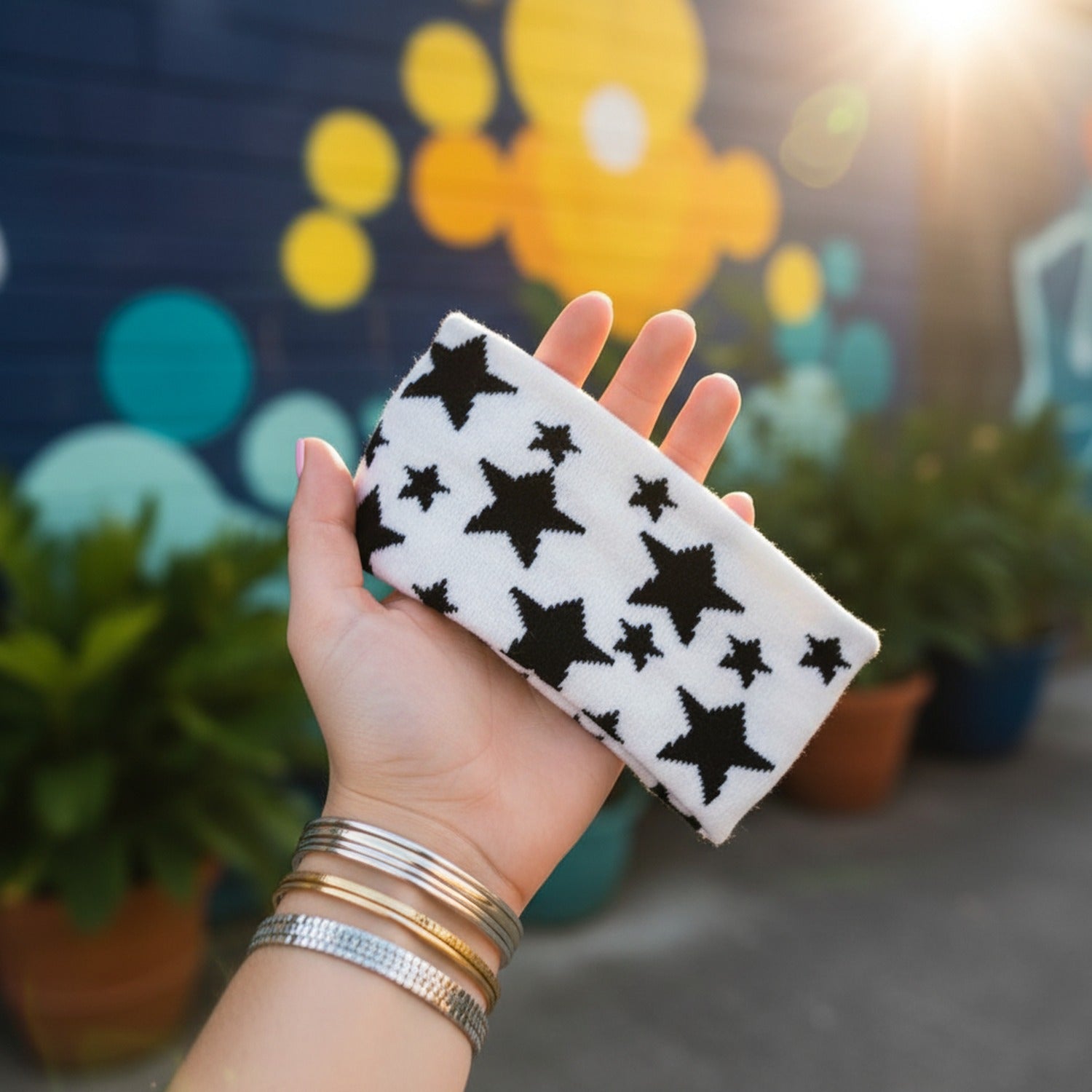 Black Star Knit Headband Wrap
