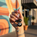 Black Acrylic Keyring With Lucky Charms
