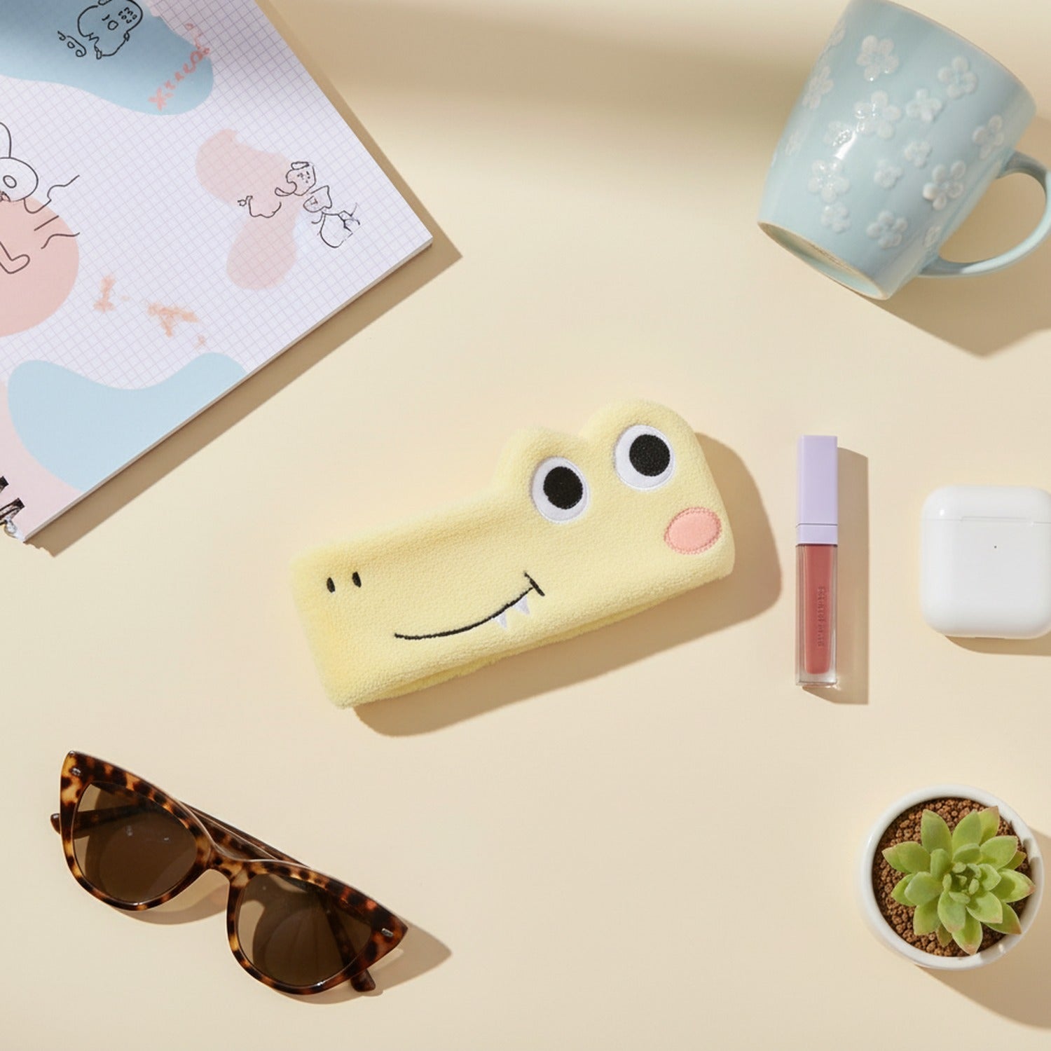 Yellow Frog Plush Hairband With Googly Eyes