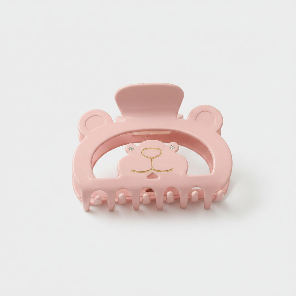 Pink Bear Claw Rhinestone Hair Clip