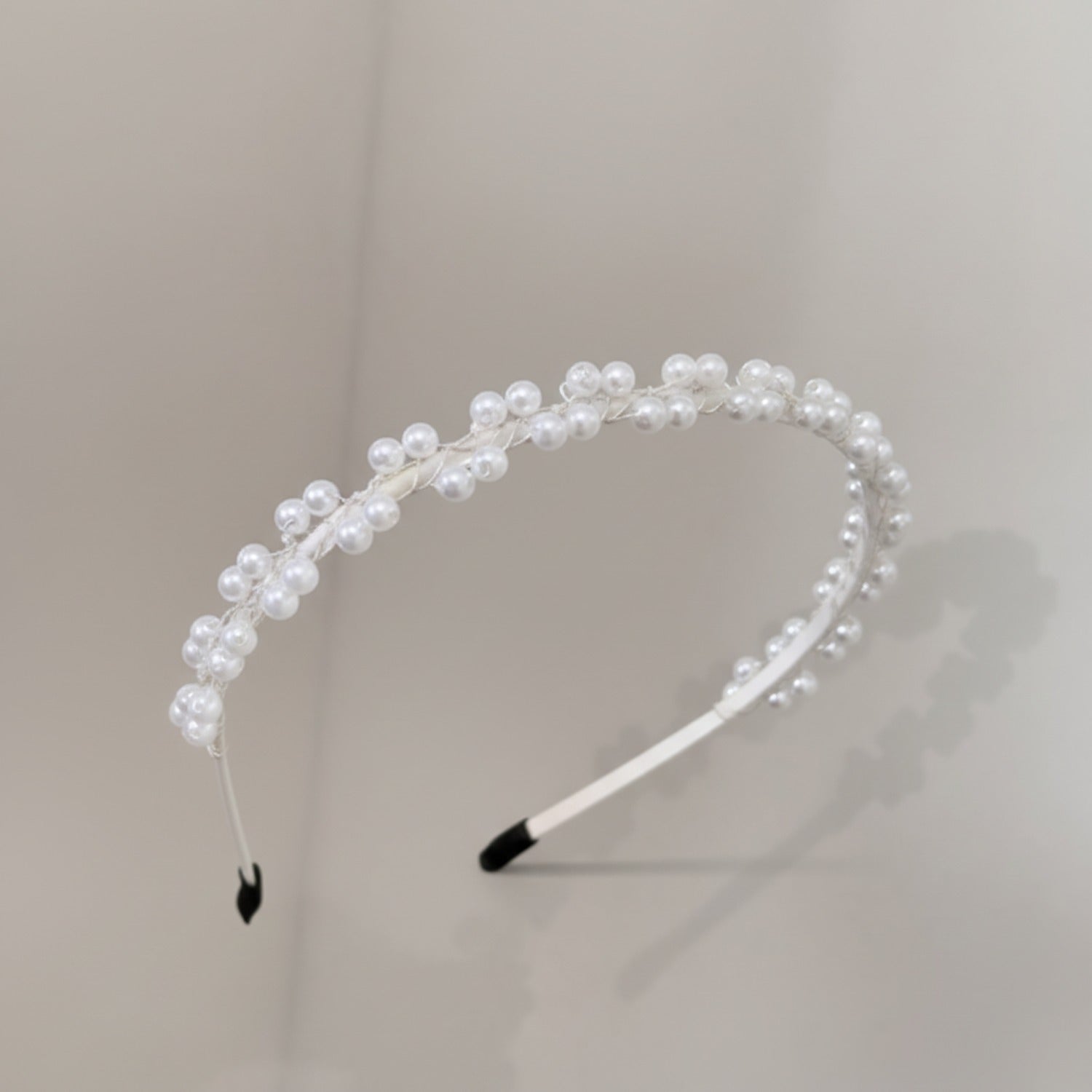 Pearl Beaded Padded Headband White