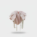 Pink Velvet Flower Hair Claw With Pearl Chains