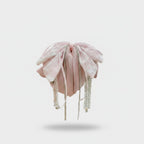 Pink Velvet Flower Hair Claw With Pearl Chains