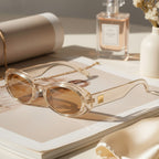 Oval Champagne Tinted Sunglasses With Side Shield