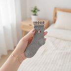 Mauve Heart Fuzzy Cuff Crew Socks