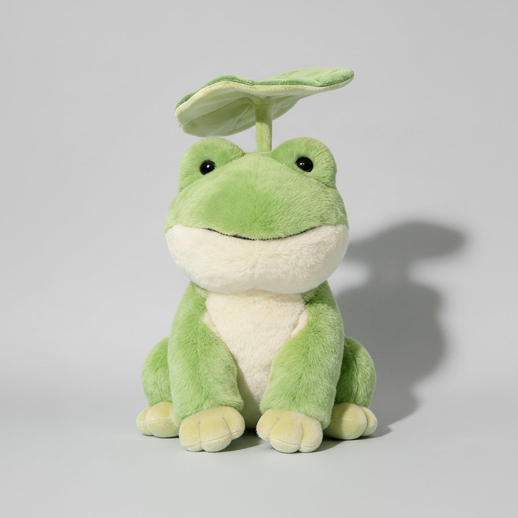 Adorable Green Frog Plush Toy With Lily Pad