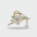 Delicate Floral Pearl Chain Hair Claw