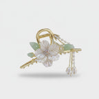 Delicate Floral Pearl Chain Hair Claw