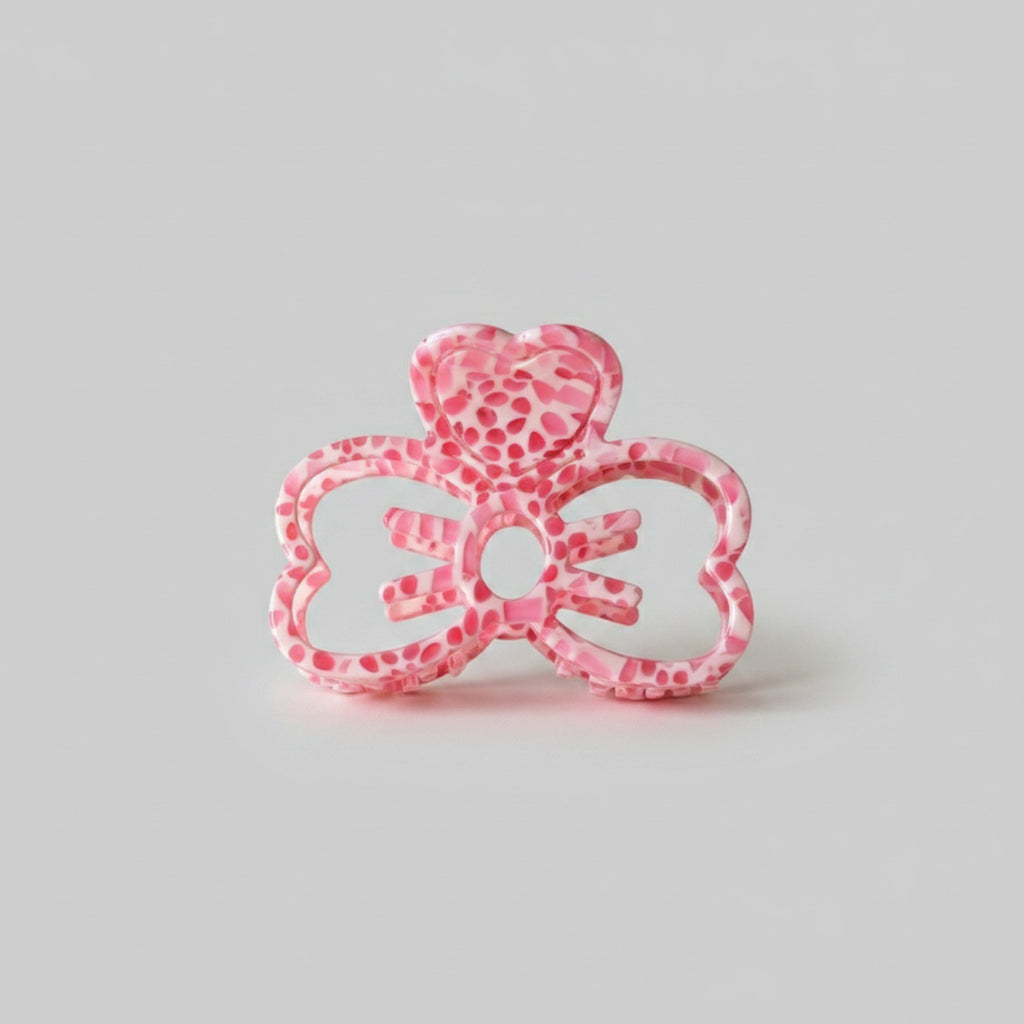 Pink Leopard Print Bow Hair Claw Clip