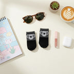 Colorblock Buckle Crew Socks Brown