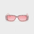 Pink Rhinestone Winged Oval Sunglasses